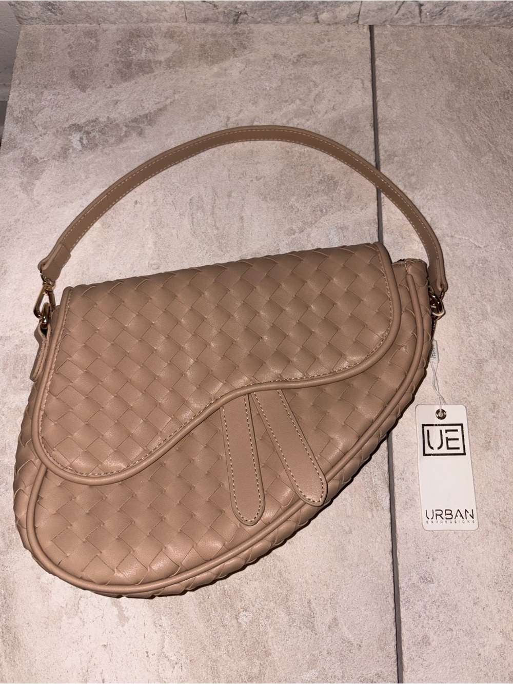 Urban Expressions Taupe Woven Shoulder Bag